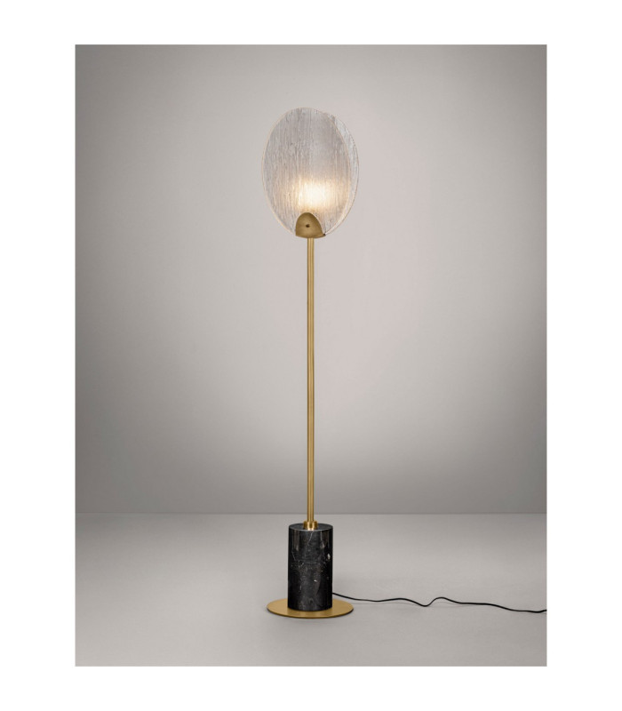 Shelina Glass Floor Lamp Antique Brass Black LED 6W 390lm 3000K-4