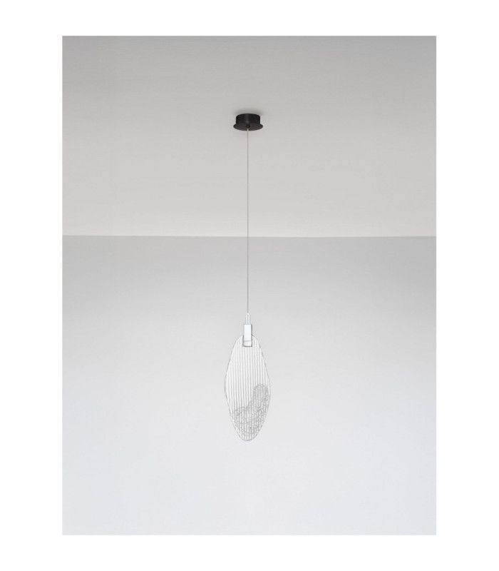 Seriq Pendant Ceiling Light Matt Black Chrome Triac Dimmable LED 3W 85lm 3000K-3
