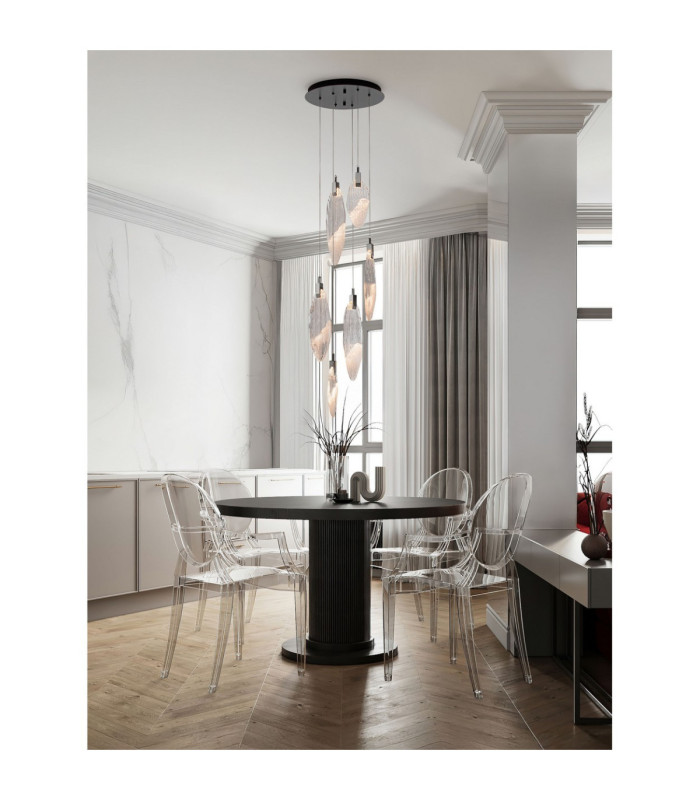 Seriq Cluster Pendant Ceiling Light Matt Black Chrome Triac Dimmable LED 14W 412lm 3000K-2