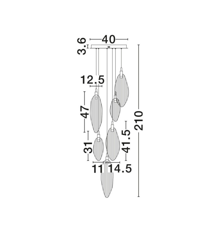 Seriq Cluster Pendant Ceiling Light Matt Black Chrome Triac Dimmable LED 14W 412lm 3000K-8
