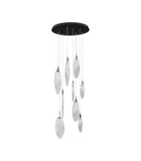 Seriq Round Cluster Pendant Ceiling Light Matt Black Chrome Triac Dimmable LED 23W 668lm 3000K-1