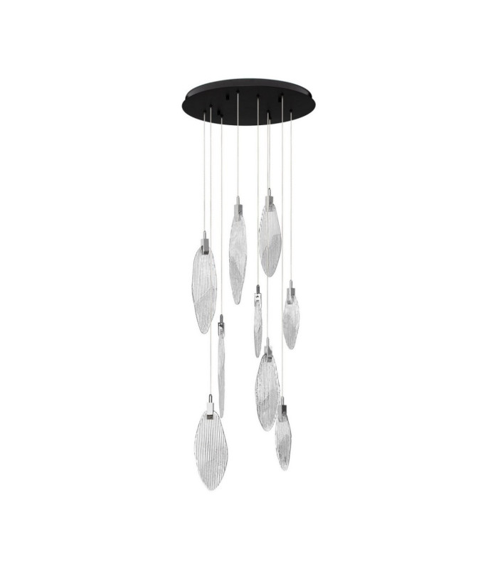Seriq Round Cluster Pendant Ceiling Light Matt Black Chrome Triac Dimmable LED 23W 668lm 3000K-1
