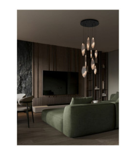 Seriq Round Cluster Pendant Ceiling Light Matt Black Chrome Triac Dimmable LED 23W 668lm 3000K-2