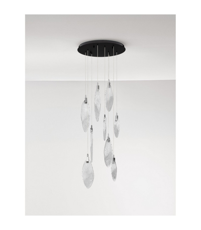 Seriq Round Cluster Pendant Ceiling Light Matt Black Chrome Triac Dimmable LED 23W 668lm 3000K-3