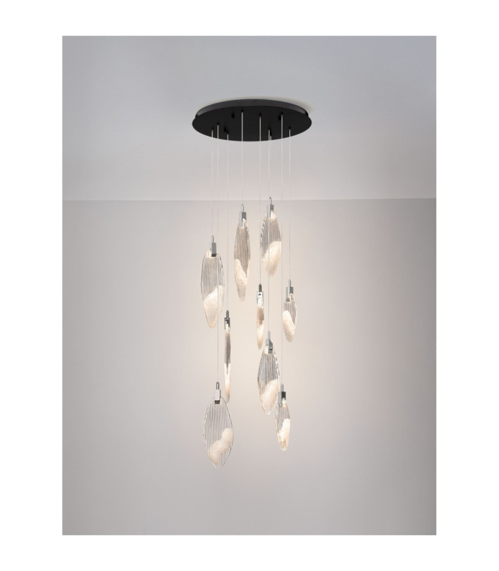 Seriq Round Cluster Pendant Ceiling Light Matt Black Chrome Triac Dimmable LED 23W 668lm 3000K-4