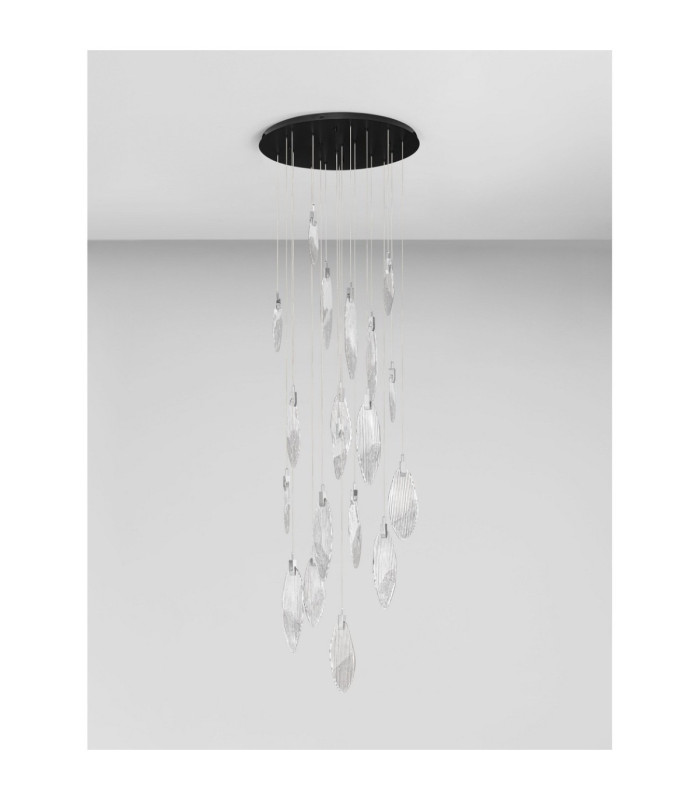 Seriq Cluster Pendant Ceiling Light Matt Black Chrome Triac Dimmable LED 44W 1398lm 3000K-3
