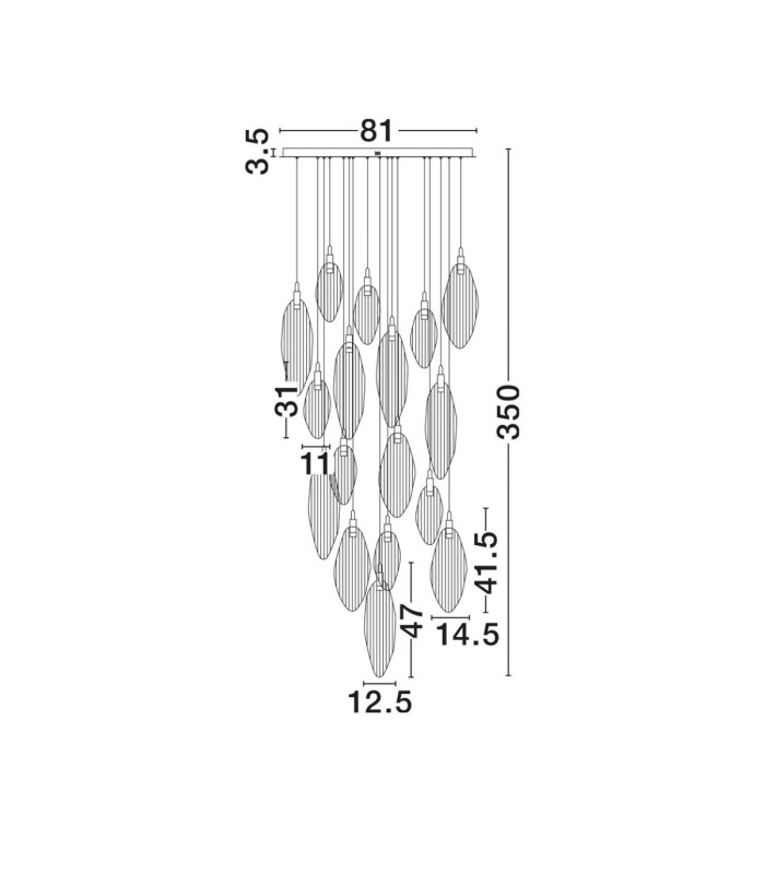Seriq Cluster Pendant Ceiling Light Matt Black Chrome Triac Dimmable LED 44W 1398lm 3000K-8