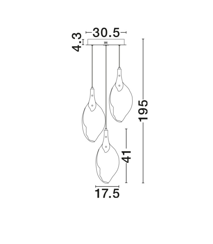 Bellina Cluster Pendant Ceiling Light Gold Triac Dimmable LED 24W 812lm 3000K-9