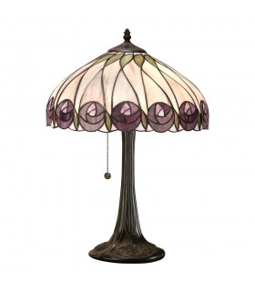 1 Light Medium Table Lamp Tiffany Glass, Dark Bronze Paint with Highlights, E27 - 1