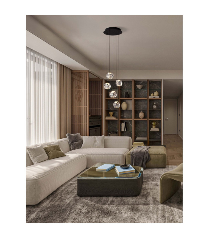 Ifos Cluster Pendant Ceiling Light Sandy Black Chrome Triac Dimmable LED 25W 1301lm 3000K-2