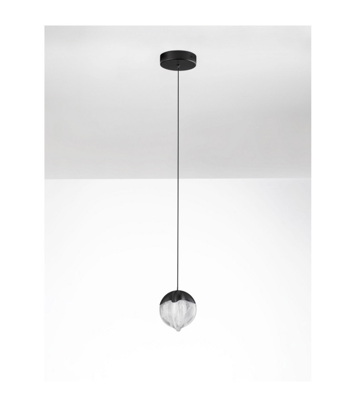 Alicia Slim Pendant Ceiling Light Sandy Black Chrome Triac Dimmable LED 5W 315lm 3000K-3