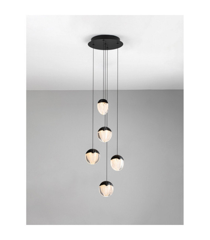 Alicia Cluster Pendant Ceiling Light Sandy Black Chrome Triac Dimmable LED 25W 1878lm 3000K-4