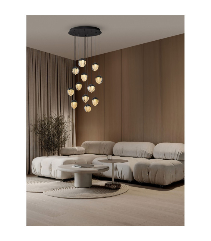 Alicia Cluster Pendant Ceiling Light Black Triac Dimmable LED 60W 3780lm 3000K-2