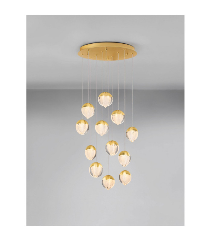 Alicia Cluster Pendant Ceiling Light Gold Triac Dimmable LED 60W 3780lm 3000K-4