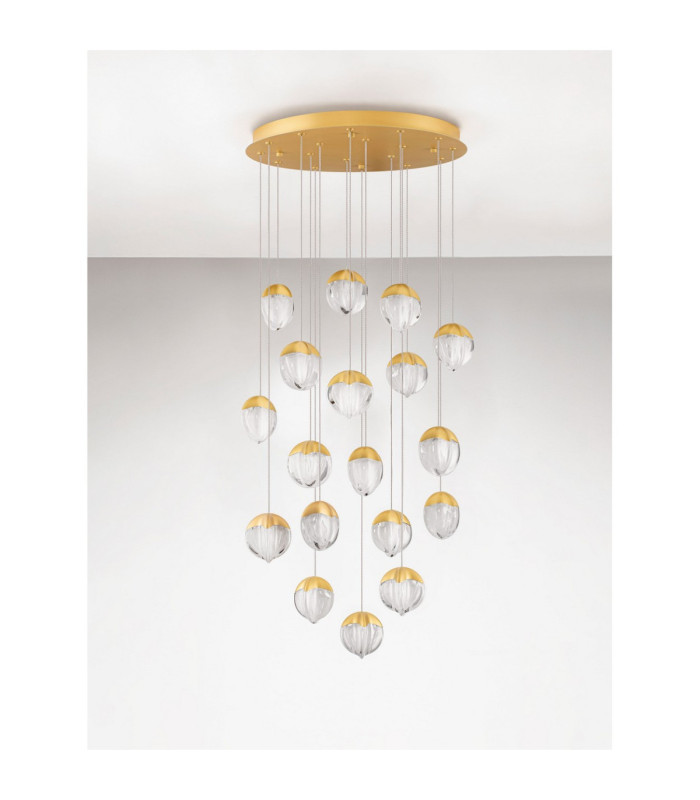 Alicia Cluster Pendant Ceiling Light Gold Triac Dimmable LED 90W 5670lm 3000K-3