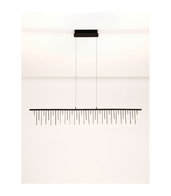Stellar Bar Pendant Ceiling Light Black Chrome Triac Dimmable LED 17W 1355lm 3000K-6