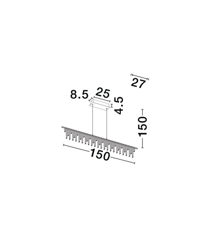 Stellar Bar Pendant Ceiling Light Black Chrome Triac Dimmable LED 17W 1355lm 3000K-10