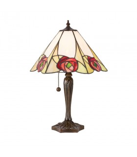 1 Light Medium Table Lamp Tiffany Glass, Dark Bronze Paint with Highlights, E27 - 1