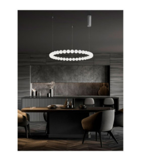 Perla Integrated LED Pendant Ceiling Light Chrome Opal Dimmable LED 72W 6492lm 3000K-2