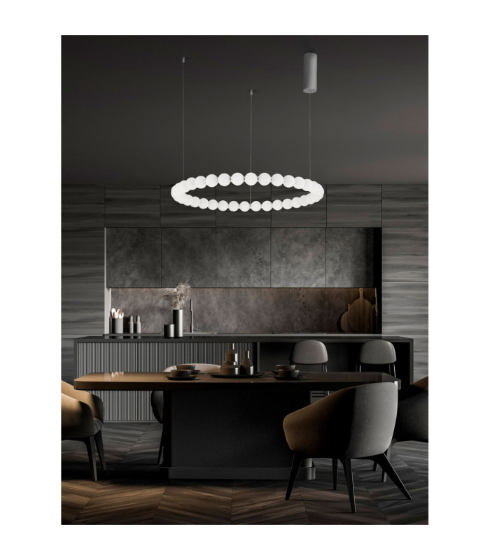 Perla Integrated LED Pendant Ceiling Light Chrome Opal Dimmable LED 72W 6492lm 3000K-2