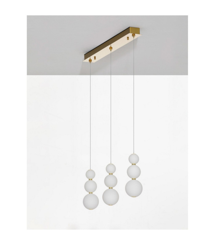Perla Bar Pendant Ceiling Light Gold Opal Triac Dimmable LED 25W 2265lm 3000K-3