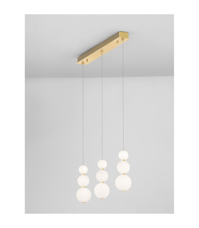 Perla Bar Pendant Ceiling Light Gold Opal Triac Dimmable LED 25W 2265lm 3000K-4