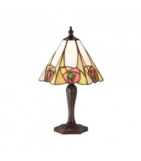 1 Light Small Table Lamp Tiffany Glass, Dark Bronze Paint with Highlights, E14 - 1