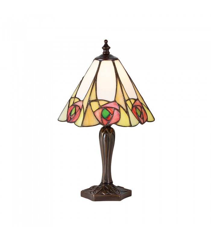 1 Light Small Table Lamp Tiffany Glass, Dark Bronze Paint with Highlights, E14 - 1