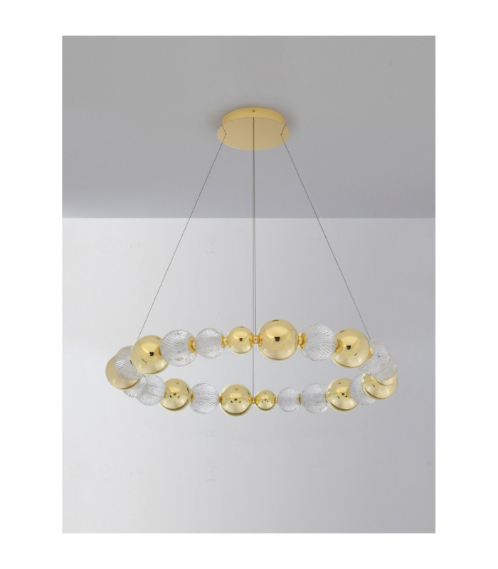 Brille Integrated LED Pendant Ceiling Light Gold Triac Dimmable LED 52W 3476lm 3200K-3