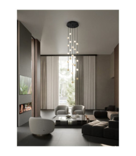 Alcinoe Cluster Pendant Ceiling Light Matt Black Gold Triac Dimmable LED 64W 4708lm 3000K-2