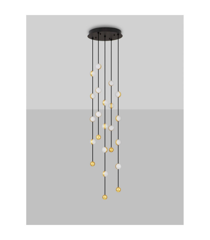 Alcinoe Cluster Pendant Ceiling Light Matt Black Gold Triac Dimmable LED 64W 4708lm 3000K-3