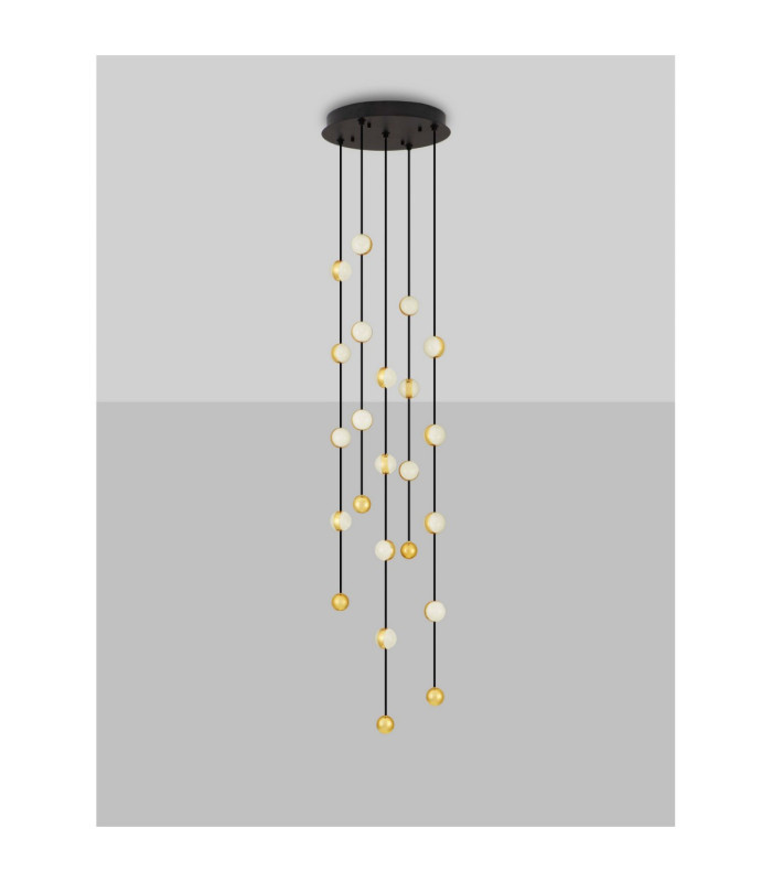 Alcinoe Cluster Pendant Ceiling Light Matt Black Gold Triac Dimmable LED 64W 4708lm 3000K-4