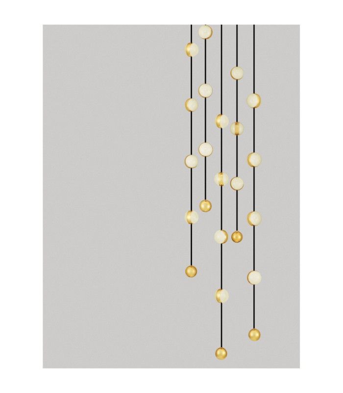 Alcinoe Cluster Pendant Ceiling Light Matt Black Gold Triac Dimmable LED 64W 4708lm 3000K-6