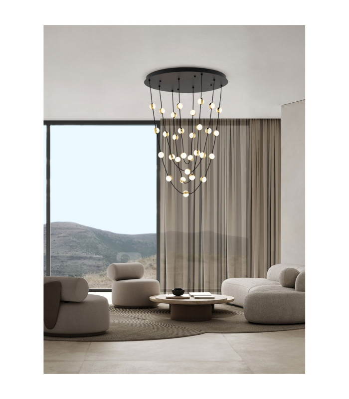 Alcinoe Cluster Pendant Ceiling Light Matt Black Gold Triac Dimmable LED 102W 8914lm 3000K-2