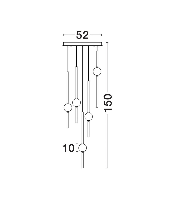Acrobat Cluster Pendant Ceiling Light Black Gold Triac Dimmable LED 61W 5589lm 3000K-5