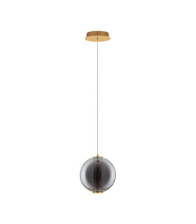 Navi Globe Pendant Ceiling Light Brass Gold Smokey Grey LED 8W 934lm 3000K-1