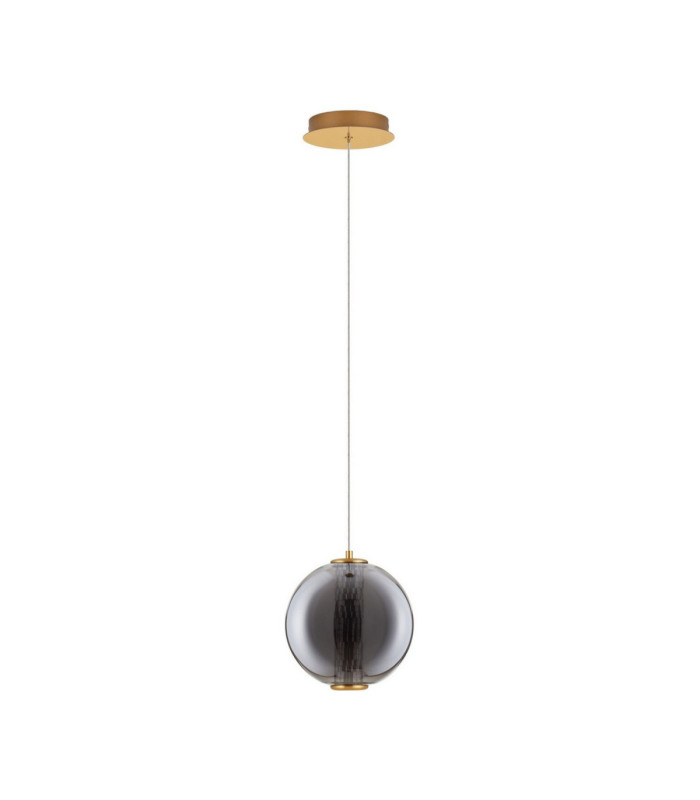 Navi Globe Pendant Ceiling Light Brass Gold Smokey Grey LED 8W 934lm 3000K-1