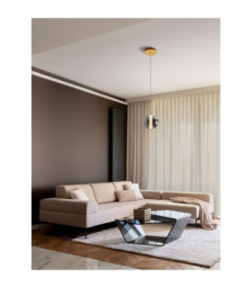 Navi Globe Pendant Ceiling Light Brass Gold Smokey Grey LED 8W 934lm 3000K-2