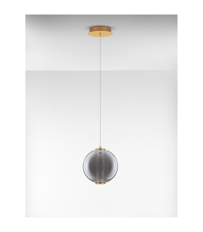 Navi Globe Pendant Ceiling Light Brass Gold Smokey Grey LED 8W 934lm 3000K-3