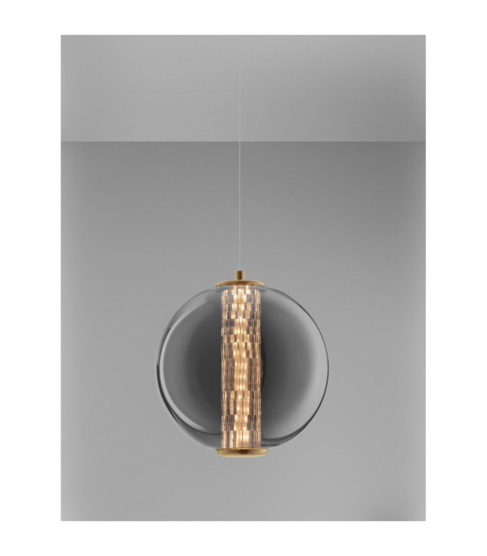 Navi Globe Pendant Ceiling Light Brass Gold Smokey Grey LED 8W 934lm 3000K-5