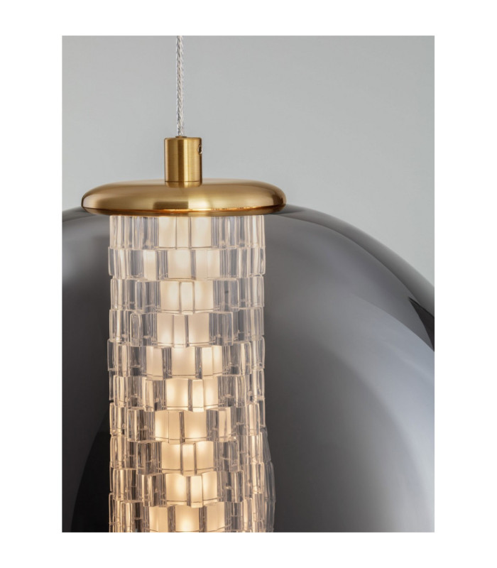Navi Globe Pendant Ceiling Light Brass Gold Smokey Grey LED 8W 934lm 3000K-8
