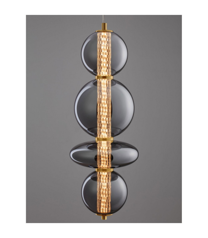 Navi Globe Pendant Ceiling Light Brass Gold Smokey Grey LED 20W 2601lm 3000K-5