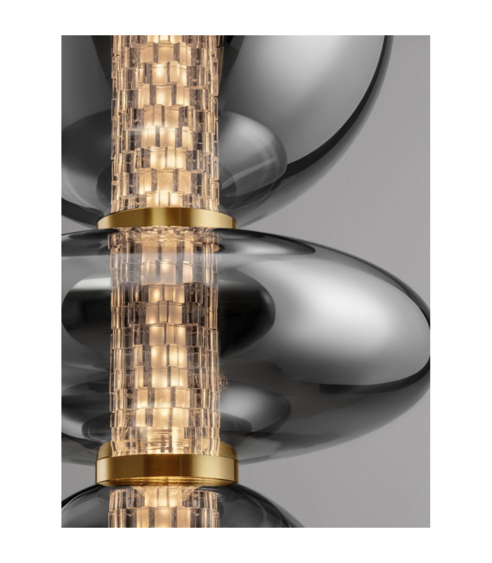 Navi Globe Pendant Ceiling Light Brass Gold Smokey Grey LED 20W 2601lm 3000K-7