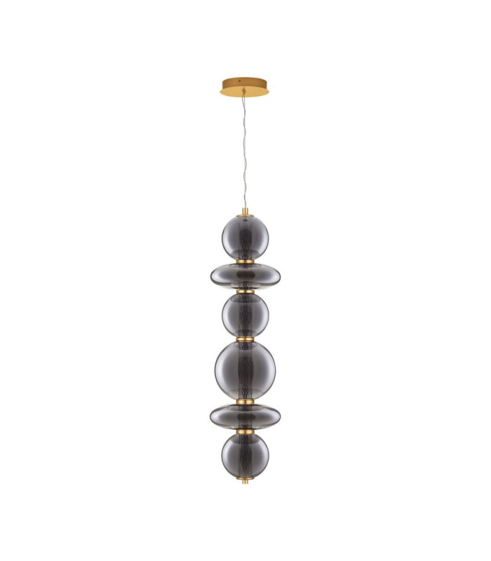 Navi Globe Pendant Ceiling Light Brass Gold Smokey Grey LED 27W 3201lm 3000K-1