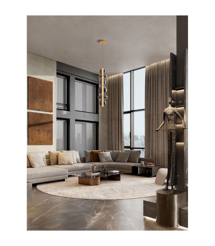 Navi Globe Pendant Ceiling Light Brass Gold Smokey Grey LED 27W 3201lm 3000K-2