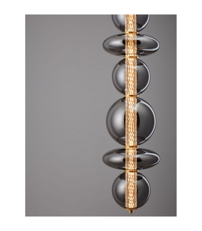 Navi Globe Pendant Ceiling Light Brass Gold Smokey Grey LED 27W 3201lm 3000K-5