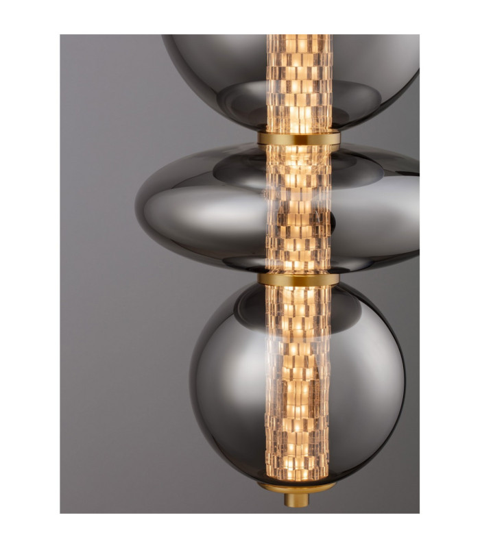 Navi Globe Pendant Ceiling Light Brass Gold Smokey Grey LED 27W 3201lm 3000K-6