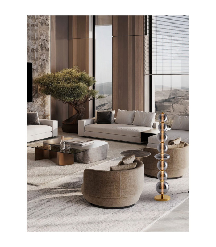 Navi Floor Lamp Brass Gold Smokey Grey Dimmable LED 37W 747lm 3000K-2