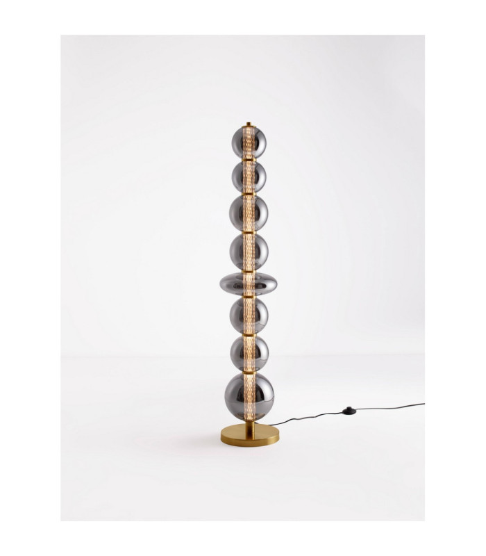 Navi Floor Lamp Brass Gold Smokey Grey Dimmable LED 37W 747lm 3000K-4