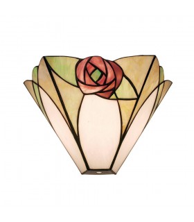 1 Light Indoor Wall Uplighter Dark Bronze with Tiffany Glass, E14 - 1